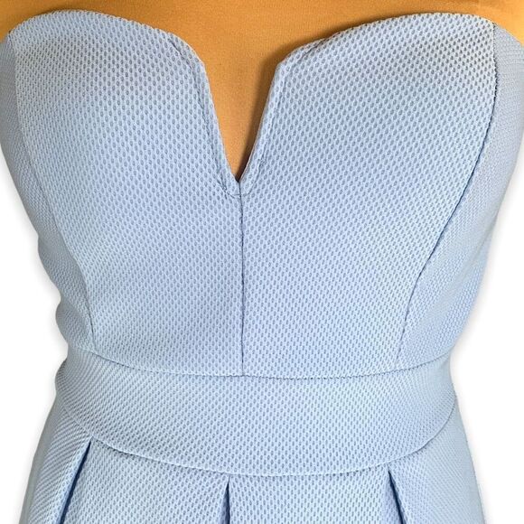 Vintage Windsor Mini Dress Strapless Light Blue Skater Sweetheart Neckline Large - Picture 6 of 10
